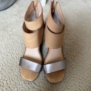 Elegant Tan and Silver Women's Heels